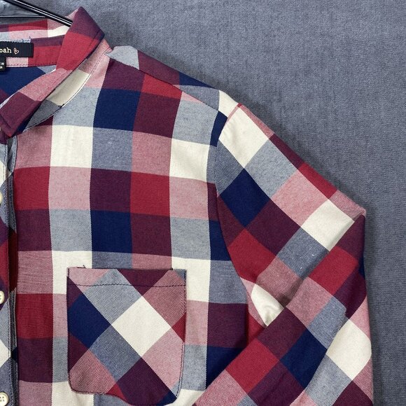I Joan Red/Blue Plaid Button-Up Shirt Womens Size L 50% Cotton/50% Polyester - Picture 8 of 11